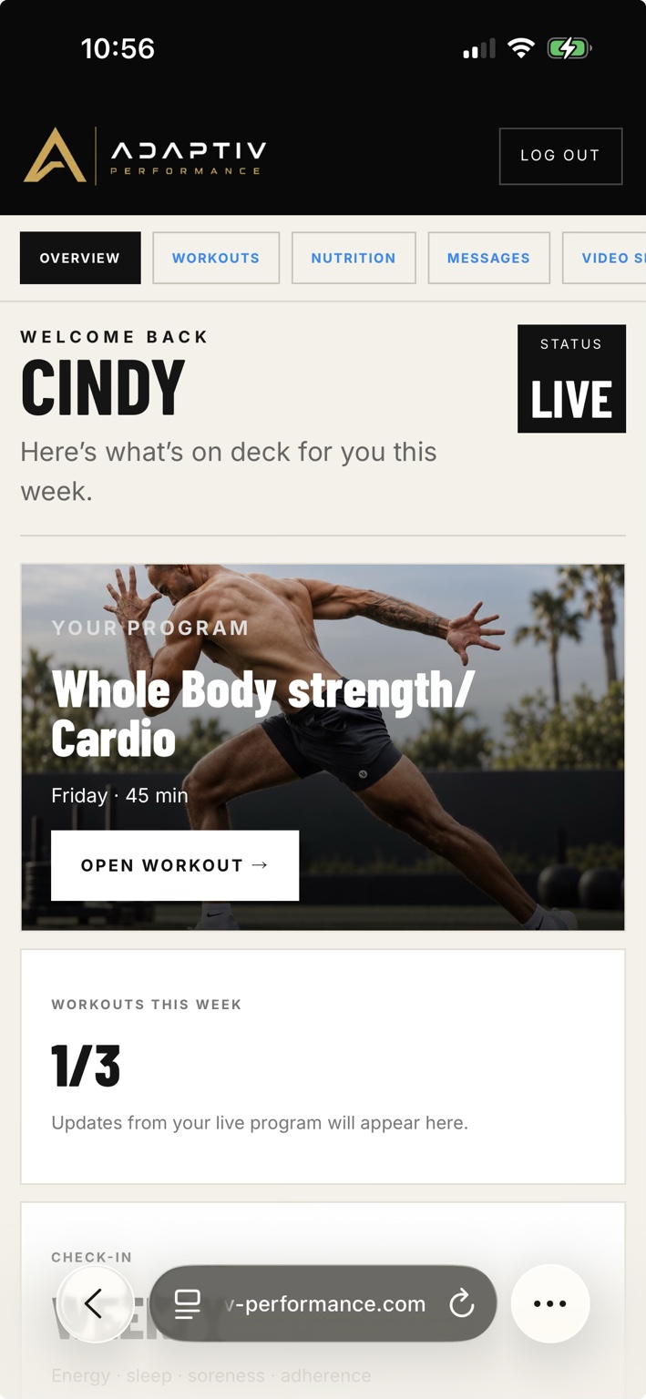 ADAPTIV client portal on mobile